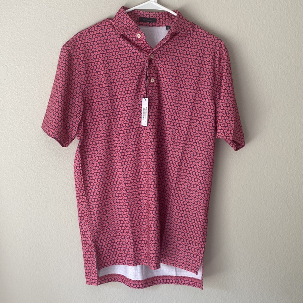 NWT turtleson on performance polo - men’s small - pink/navy